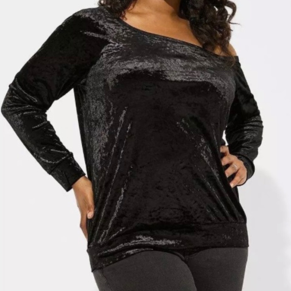 Crushed Velvet Off Shoulder Sweatshirt - NEW WITH TAGS